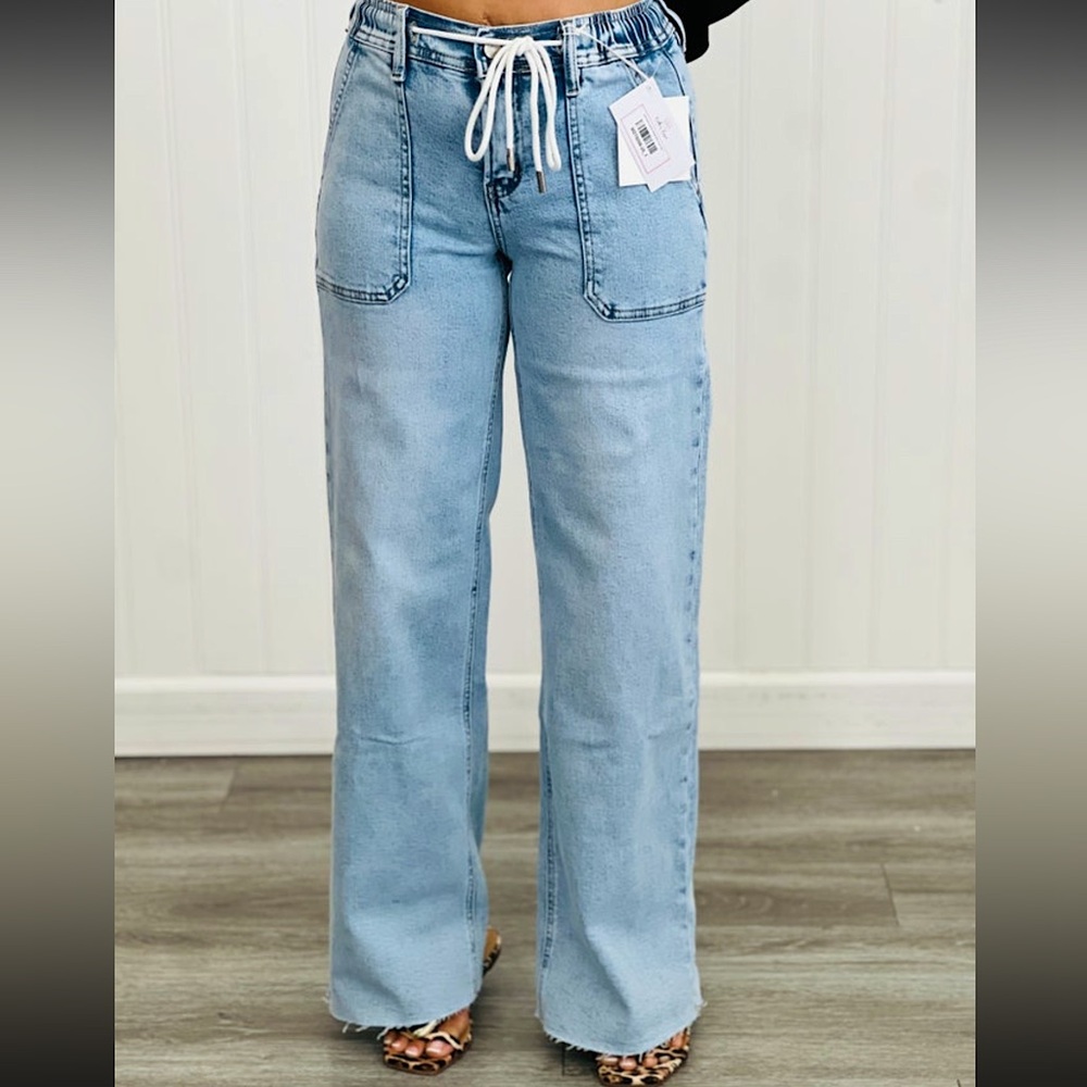 🍒BOGO50%🍒 🆕🩵LOVERVET by VERVET: High Rise Drawstring Waistband Wide Leg 11/30
